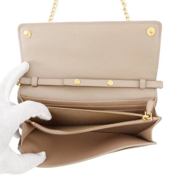 PRADA Vitello Move Chain Wallet Leather Beige 1BP290 - Picture 7 of 15